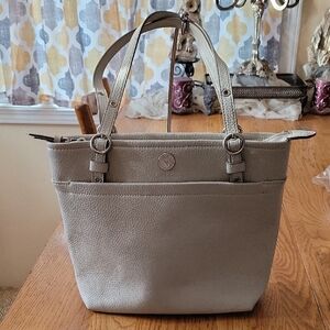 Anne Klein Gray Tote Bag with Structured Design. C